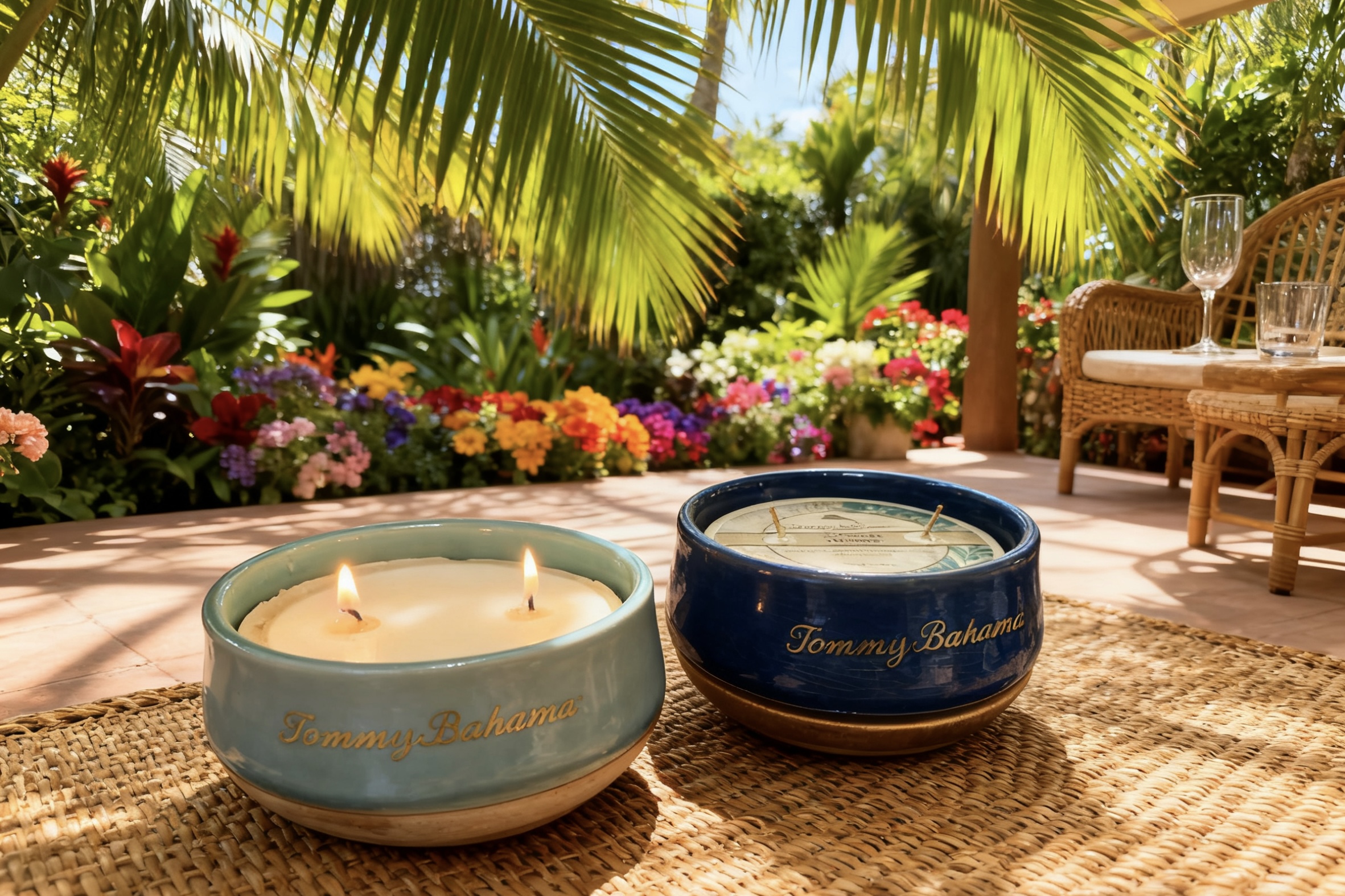 Decaled Ceramic Candle with wood Tray